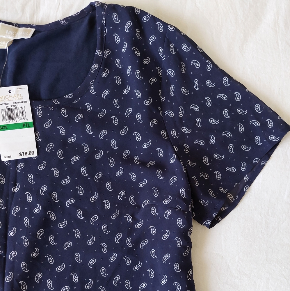 Michael Kors NWT short sleeve blouse size P/L - Picture 13 of 14